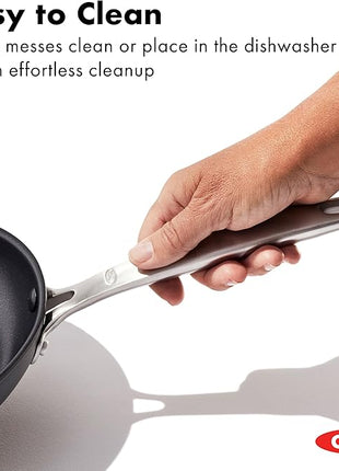 OXO Enhanced 8" Frying Pan Skillet, PFAS-Free Ceramic Nonstick, Durable Hard Anodized Cookware, Scratch Resistant, Stainless Steel Handle, Good Grips, Dishwasher Safe, Oven safe, Black