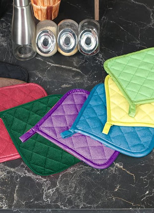 Pot Holders Buffalo Plaid Cotton Heat Resistant Potholder, Pot Holder, Hot Pads, Trivet for Cooking and Baking (5, Dark Green)