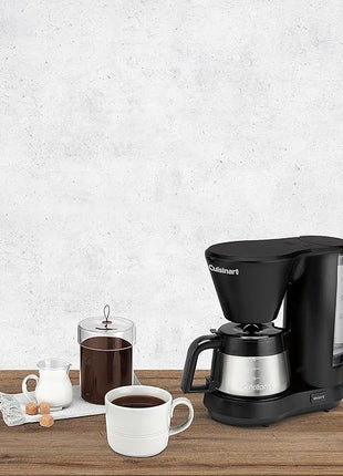 Cuisinart 5-Cup Coffee Maker with Stainless Steel Carafe, Coffee Machine with Removable Water Reservoir, Charcoal Water Filter, 30-Minute Keep Warm, and Brew Pause, DCC-5570NAS, Stainless Steel
