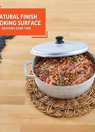 IMUSA 7.5 Quart Traditional Natural Made in Colombia Caldero with Lid for Cooking and Serving,Silver