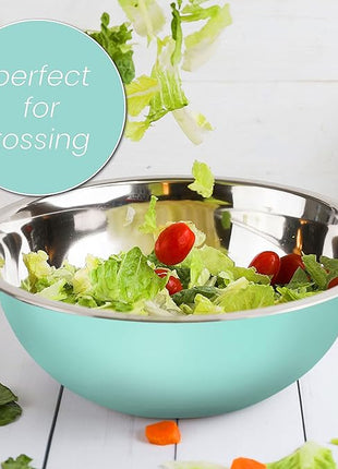 WHYSKO Meal Prep Stainless Steel Mixing Bowls Set, Home, Refrigerator, and Kitchen Food Storage Organizers | Ecofriendly, Reusable, Heavy Duty (Blue)