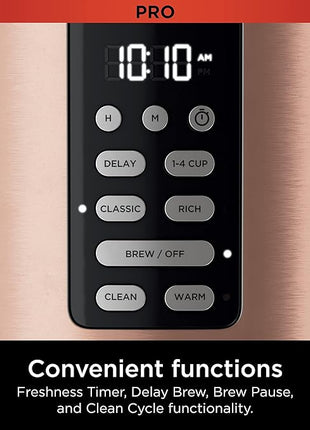 Ninja Programmable XL 14-Cup Coffee Maker PRO with Permanent Filter, 2 Brew Styles Classic & Rich, Delay Brew, Freshness Timer & Keep Warm, Dishwasher Safe, Copper, DCM201CP