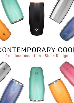 SNOWFOX Premium Vacuum Insulated Stainless Steel Beer Glass, Home Bar Accessories, Elegant Bartending, Lightweight Pint Glasses, Sleek Drinkware, Frosty Beverages Stay Cold, 18oz, Set of 2, Blue