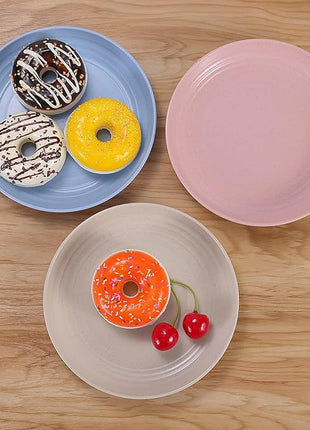 LuckyZone 7 Inches Small Unbreakable Wheat Straw Plates - Reusable Plate Sets of 4 - Dishwasher & Microwave Safe - Perfect for Dinner Dishes - Healthy, BPA Free & Eco-Friendly (7 Inches)