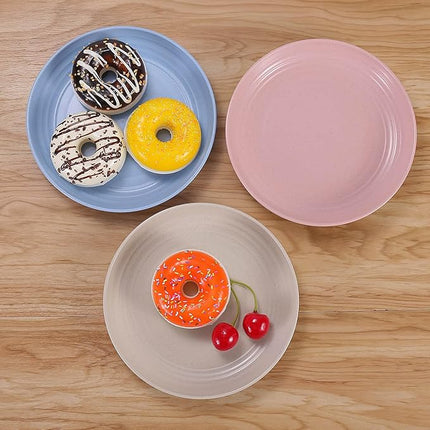 LuckyZone 7 Inches Small Unbreakable Wheat Straw Plates - Reusable Plate Sets of 4 - Dishwasher & Microwave Safe - Perfect for Dinner Dishes - Healthy, BPA Free & Eco-Friendly (7 Inches)