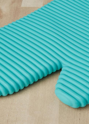 KITCHENAID Ribbed Soft Silicone Oven Mitt 2-Pack Set, 7.5"x13", Aqua Sky