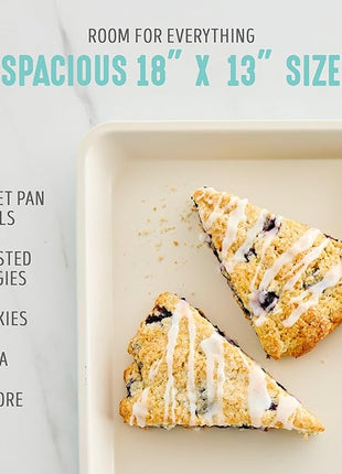 GreenLife Bakeware 18” x 13” Half Cookie Sheet Baking Pan, Non-Toxic PFAS-Free Healthy Ceramic Nonstick, Oven Safe to 450°F, Easy Release, Even Heating, Easy Clean, Turquoise