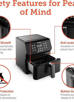 COSORI 12-in-1 Air Fryer 5.8QT, Toast, Bake, Nutrition Facts for 100+ In-App Recipes, AdaptIQ Tech Fast Cook, for Main & Side Dishes, Snacks, Leftovers, Detachable Square Basket, Dishwasher Safe