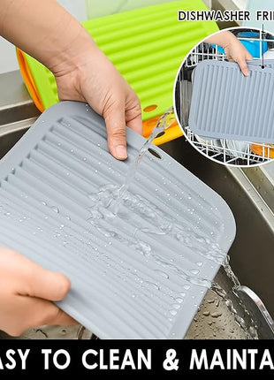 Silicone Trivets mat Smithcraft 9"X12" Big Multi-Purpose Drying Trivet Mat, Pot Holder, Waterproof, (Set of 2) Non Slip, Flexible, Durable, Dishwasher Safe Green