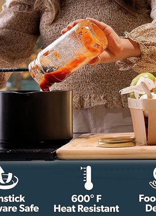 DI ORO Silicone Blender & Jar Spatulas - Heat Resistant Kitchen Utensil Set for Cooking, Mixing, Baking, & Scraping (2pc, Stone)