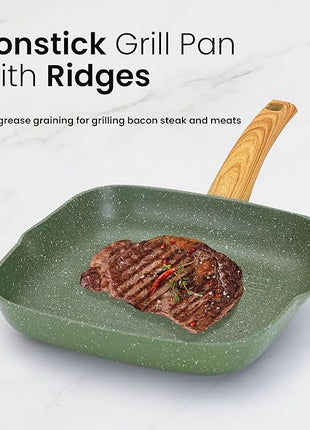 Kitchen Academy Pots and Pans Set Nonstick, 30 Pieces Induction Kitchen Cookware and Bakeware Sets, Green Granite Coating Cooking Pans Set