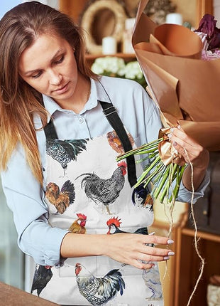 Britimes Apron Home Kitchen Cooking Baking Gardening for Women Men With Pockets Farm Bird Rooster Chicken Animal Funny 32x28 inch
