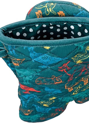 Oven Mitts Cotton Fashion Cute Farm Cattle Design 1pair Heat Resistant Oven Gloves Safe Cooking Baking Grilling Barbecue Machine Washable Pot Holders (Farm Cattle)