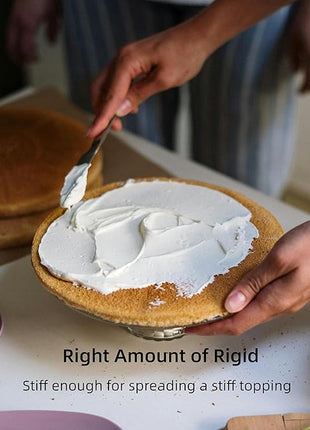 Straight Icing Spatula Stainless Steel Baking Set of 6", 8" & 10" Wooden Handle Cake Decorating Frosting Spatulas