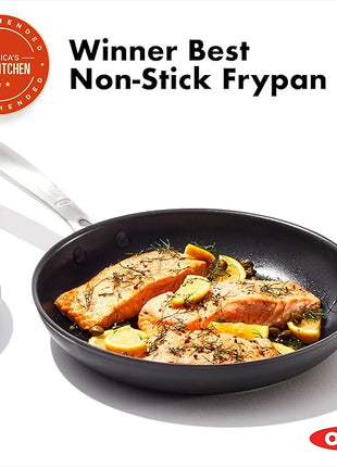 OXO Enhanced 10" Frying Pan Skillet, PFAS-Free Ceramic Nonstick, Durable Hard Anodized Cookware, Scratch Resistant, Stainless Steel Handle, Good Grips, Dishwasher Safe, Oven safe, Black