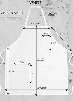 GREEN LIFESTYLE 12 Pack Chef Apron with Pockets – Grilling Aprons for Men, Waterproof Cooking Apron for BBQ, Work or Restaurant Use, Kitchen Aprons for Women with Pockets – White