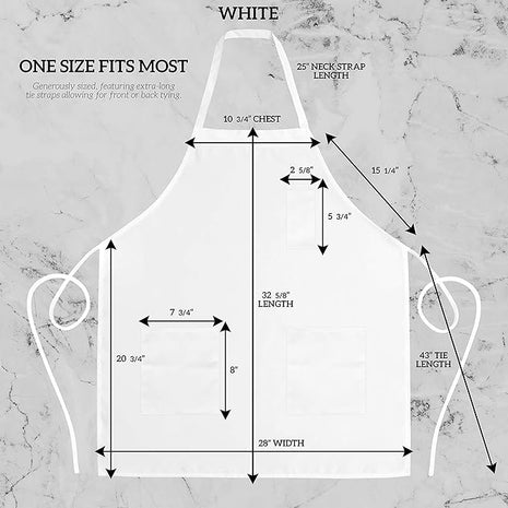 GREEN LIFESTYLE 120 Pack Chef Apron with Pockets – Grilling Aprons for Men, Waterproof Cooking Apron for BBQ, Work or Restaurant Use, Kitchen Aprons for Women with Pockets – White