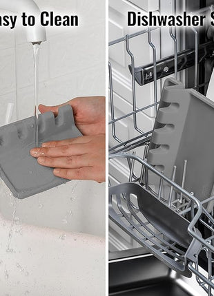 Zulay Kitchen Silicone Utensil Rest with Drip Pad for Multiple Utensils - BPA-Free, Heat-Resistant Spoon Rest & Spoon Holder for Stove Top - Kitchen Utensil Holder for Ladles & Tongs - Gray