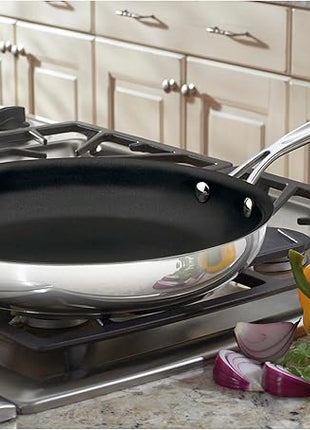 Cuisinart 722-30HNS Chef's Classic Stainless Nonstick 12-Inch Open Skillet with Helper Handle