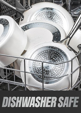 Gotham Steel 12 Pc Ceramic Cookware Set Nonstick, Ceramic Pots and Pans Set Non Stick with Steamer for Cooking, Non Toxic PFOA PFOS Free, Premium Stay Cool Handles, Oven & Dishwasher Safe