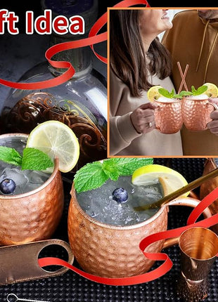 LINALL Moscow Mule Copper Mugs- Set of 12 Copper Plated Stainless Steel Mug 18oz, for Chilled Drinks (12 pcs)
