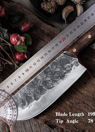 DRAGON RIOT Hand Forged Butcher Knife Cleaver 7.5 Inch High Carbon Steel Meat and Vegetable Cleaver Knife Full Tang Sharp Chef Knife for Kitchen Camping and BBQ