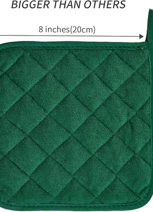 Pot Holders Buffalo Plaid Cotton Heat Resistant Potholder, Pot Holder, Hot Pads, Trivet for Cooking and Baking (5, Dark Green)