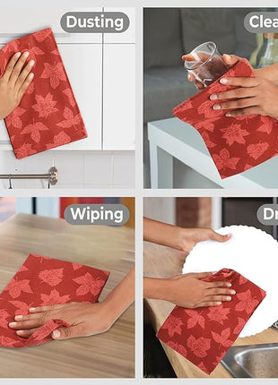 Urban Villa Kitchen Towels Harvest Leaf Print Towels Set of 6 20" X30” 100% Cotton Highly Absorbent Quick Drying Dish Cloths & Dish Towels Thanksgiving Fall Tea Towels with Hanging Loop Towels