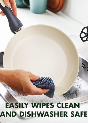 GreenPan Rio 8" and 10" Frying Pan Skillet Set, PFAS-Free, Healthy Ceramic Nonstick Cookware, Stay-Cool Bakelite Handles, Dishwasher Safe, Easy Clean, Durable Performance, Black