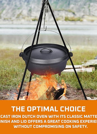 Bruntmor 5 Qt Camp Dutch Ovens Set - Black: Experience high-performance cooking with this versatile and durable 3-piece set, including a pot, lid, and 9" meat rack/trivet. - 13 x 13 inch
