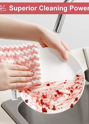 JOYMOOP 18 Pack Microfiber Cleaning Cloth, Kitchen Towels for Dish Drying Washing, Absorbent Streak Free Lint Free Rags for Cleaning, Reusable and Washable Towels - 10" x 10"