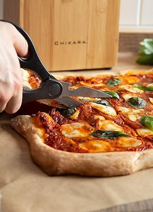 Ginsu Chikara Series Forged 8-Piece Japanese Knife Set, Black - Premium Cutlery Set with 420J Stainless Steel Kitchen Knives and Bamboo Block