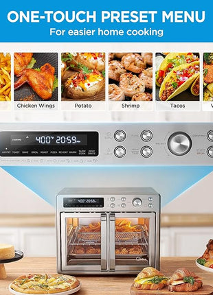 Midea Flexify French Door Toaster Oven Air Fryer Combo, 26.4 QT, Extra Large Air Fryer Countertop Oven 10-in-1 Combo, 25% Faster Cooking and 90% Less Oil, Stainless Steel