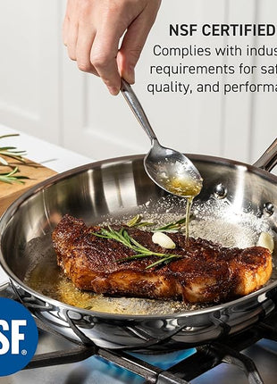 T-Fal Pro Tri-Ply Stainless Steel Cookware Set, 3-Piece Induction Cookware, Oven Safe 500F, Fast & Even Heat, Professional Quality, Durable Pots and Pans Set, Fry Pan, Silver