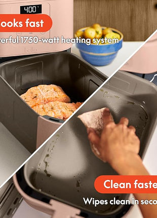 bella 6 Qt Slim Air Fryer, Fits-anywhere™ Kitchenware, EverGood™ Ceramic Nonstick Coating, Adjustable Temperature, 6 Preset Cooking Options, 60 Min Auto Shutoff w Audible Tone, 5lb Capacity, Blossom