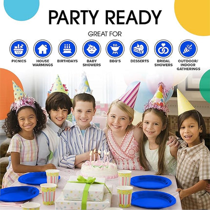 Exquisite Party Solids Dark Blue Plastic Plates For Party Supplies 7" Dark Blue Disposable Plates Heavy Duty 50 Pcs Plastic Dinnerware Sets Heavy Duty 350 GSM Disposable Dinnerware Set