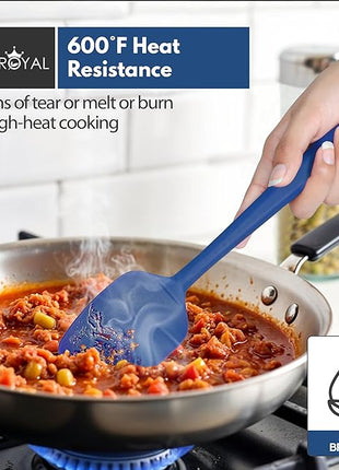 Silicone Spatula Set - 4-Piece Rubber Spatulas Silicone Heat Resistant 600°F for Everyday Task - Seamless Design Kitchen Spatulas for Nonstick Cookware - Royal Blue