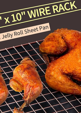 Briout Cooling Rack for Baking, 2-Pack 16x10 Inches Baking Rack, Thick Wire Cookie Rack for Cooking, Roasting, Grilling, Drying, Oven Safe, Fits Half Sheet Pan, Rose Gold