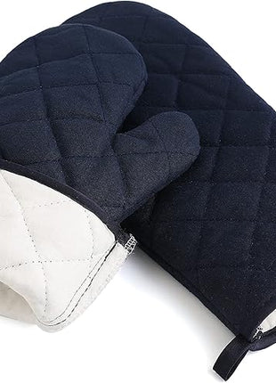 Oven Mitts and Pot Holders 4 pcs Set,High Heat Resistant 500 Degree Extra Thicken Long Kitchen Cotton Oven Glove for Cooking (12 Inch,Deep Blue)