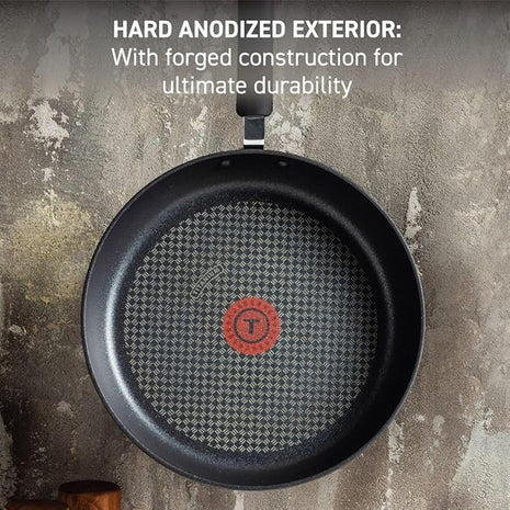 T-fal Ultimate Hard Anodized Nonstick Fry Pan Set 2 Piece, 10, 12 Inch, Oven Broiler Safe 400F, Cookware, Pots and Pans Set Non Stick, Kitchen Frying Pans, Cooking Skillets, Dishwasher Safe, Grey