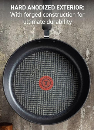 T-fal Ultimate Hard Anodized Nonstick Fry Pan Set 3 Piece: 8, 10.25, & 12 Inch, Oven Broiler Safe 400F, Kitchen Cookware Set, Pots and Pans Set Non Stick, Frying Pans, Skillets, Dishwasher Safe, Black