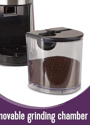 Mr. Coffee Automatic Burr Mill Coffee Grinder with 18 Custom Grinders Silver