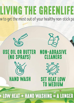 GreenLife Nonstick 8" Frying Pan Skillet, Non-Toxic PFAS-Free Ceramic Nonstick, Dishwasher & Oven Safe, Stay-Cool Handles, Wobble Free, Turquoise