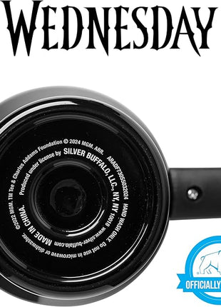 Silver Buffalo The Addams Family Wednesday On Wednesdays We Wear Black Stainless Steel Tumbler with Handle and Straw, Fits in Standard Cup Holder, 40 Ounces