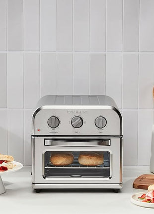 Cuisinart Compact Air Fryer Toaster Oven, Stainless Steel Fryer with 6-in-1 Functions, Adjustable Temperature, Includes Oven Rack, Baking Pan and Air Fry Basket, TOA-26
