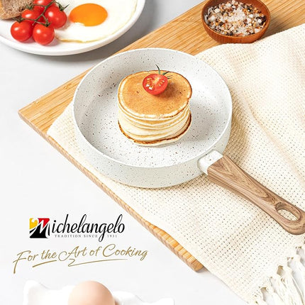MICHELANGELO Small Frying Pan Nonstick - 6 Inch Single Egg Frying Pan, Mini Skillet with Stay-Cool Handle, Non-Toxic Omelette Pan, White