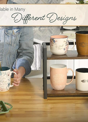 Christian Art Gifts Saddle Tan Stoneware Coffee Mug – 13 oz. Microwave and Dishwasher-safe Lead-free Inspirational Scripture Coffee and Tea Mug for Men & Women with Bible Verse: Trust – Psalms 91:2