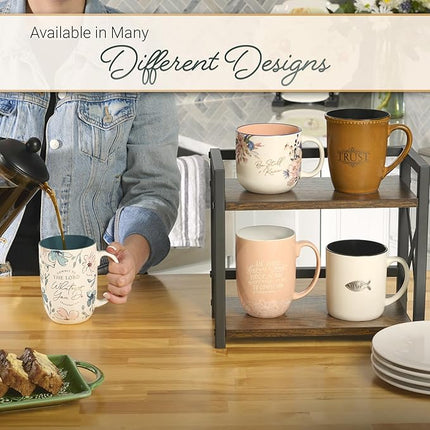 Christian Art Gifts Saddle Tan Stoneware Coffee Mug – 13 oz. Microwave and Dishwasher-safe Lead-free Inspirational Scripture Coffee and Tea Mug for Men & Women with Bible Verse: Trust – Psalms 91:2