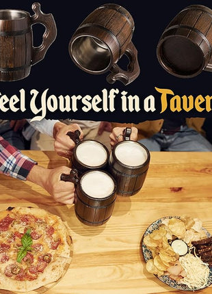 MFC Beer Mug 20 OZ - Tankard Mug - Beer stein - Wooden beer mug - Stainless Steel Cup - Handmade Gifts for Men - Fathers Day, Christmas or Birthday Gift Idea - Men Mug - Barrel Brown