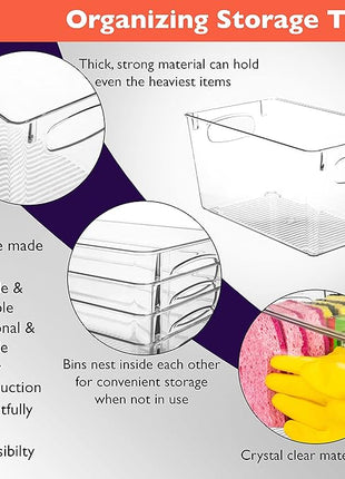 ClearSpace Clear Plastic Storage Bins – Perfect Kitchen Organization and Storage or Pantry Storage – Fridge Organizer, Pantry Organization and Clear Storage Bins, Cabinet Organizers
